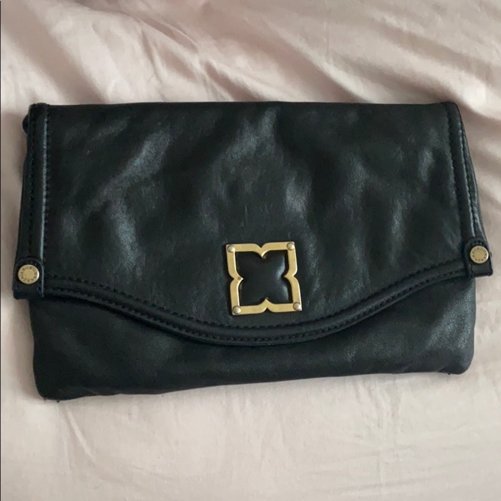 Black leather BCBG Max Azria clutch